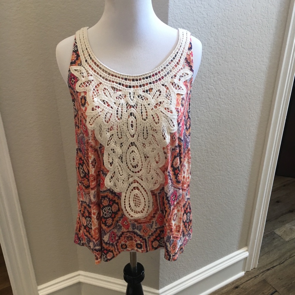 Eyeshadow multi medallion /crochet blouse - S - Picture 10 of 11